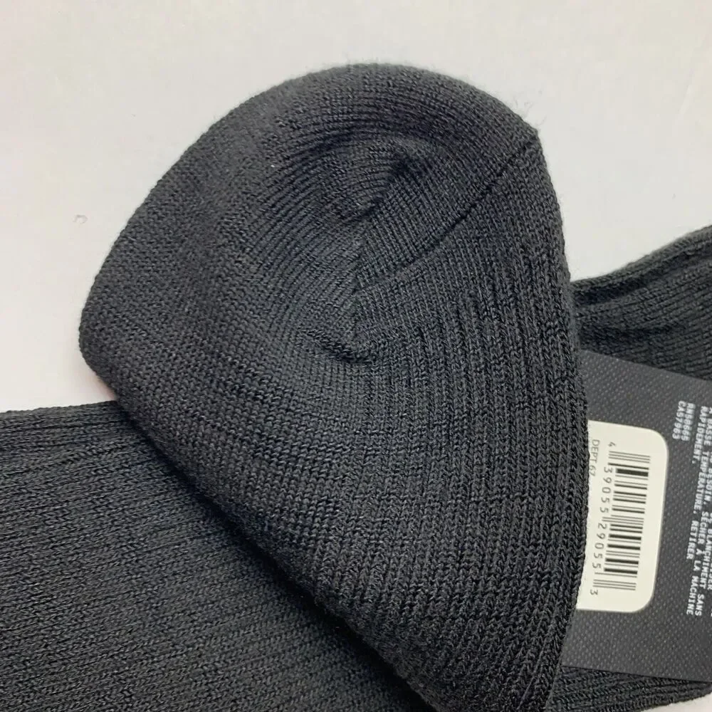 NWT Free Press Legwear Crew Socks Black W/Hand Knit White Chenille Boot Top